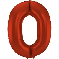 Folat - Folieballon Cijfer 0 Rood Metallic Mat - 86 cm