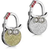 Kwmobile Tassenhaken voor tafel - Set van 2 Draagbare tashangers - Opvouwbare tassenhangers voor tafel - Met leuk design - In rood / goud / zilver