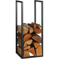 Relaxdays Metalen houder voor brandhout, model RD47808, zwart