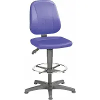 BIMOS Werkstoel 9651, stoffen bekleding, glijders, voetenring, citadel middenblauw