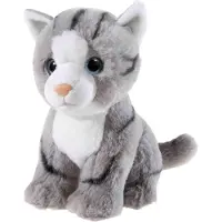 Heunec knuffel kat grijs 22cm speelgoed pluche kat.