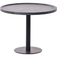 CLP Aspen bijzettafel - rond - salontafel - houten blad - mat zwart metalen onderstel - grijs