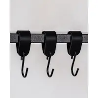 OEM kapstokhaak S-HOOK - Set van 3 in zwart - Modern design - Kapstokhaak van hoogwaardig leren lus & staal - 10 cm
