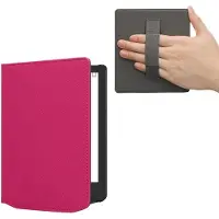 Kwmobile flip cover geschikt voor Pocketbook Verse / Verse Lite / Verse Pro / Color / Vivlio Light/Light HD - Case met magnetische sluiting en handvat - Hoes voor e-reader in neon roze - design