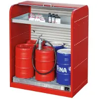 Bauer Roldeurkast voor gevaarlijke stoffen, type RSG-4, B 1294 x D 870 x H 1610 mm, afsluitbaar, rood RAL 3000