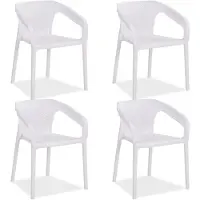 Homestyle4u Tuinstoelen - Set van 4 - Stapelstoelen - Kunststof - Wit