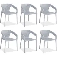 Homestyle4u Tuinstoelen - Set van 6 - Grijs - Stapelstoelen - Kunststof