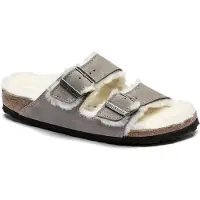 Birkenstock Arizona Lamsvel Suede Stone Coin Smal Voetbed || Maat 42