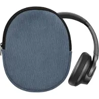 Kwmobile headset case geschikt voor Anker Soundcore Q20i hoes - 22,5 x 17 cm - Koptelefoon cover met rits - Neopreen en ribfluweel - In vintage blauw