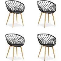 Homestyle4u Set van 4 tuinstoelen met armleuningen, zwarte tuinstoelen, stoelen voor balkon, plastic stoelen, keukenstoelen, outdoor stoelen, terrasstoelen