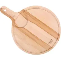 Creative Home Ronde snijplank | 40 x 30 x 1,5 cm | Houten Snijplank met Handvat, Sapgroef & Dipkomruimte | Natuurlijk Beukenhout | Omkeerbaar | Ideaal voor Elk Huis en Keuken