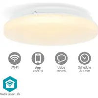 Nedis SmartLife Plafondlamp | Wi-Fi | RGB / Warm tot Koel Wit | Rond | Diameter: 260 mm | 1820 lm | 2700 - 6500 K | IP44 | Energieklasse: F | Android / IOS