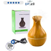 Lean Toys Luchtbevochtiger Aroma Diffuser 130ml Houtlook Met RGB Verlichting USB Met Ebook