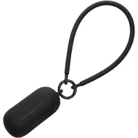 Kwmobile oordopjes case geschikt voor Sony WF-C700N hoesje - Oortjes cover met handstrap - In-ear koptelefoon hoes - Silicone in zwart