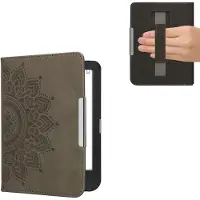 Kwmobile ereader hoesje van kunstleer - geschikt voor Kobo Clara BW / Colour - Met magneetsluiting - In grijs Opkomende Zon design
