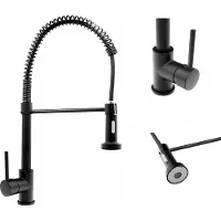 Granitan Zwarte Keukenmengkraan met Uittrekbare Spuit: Modern Design