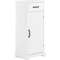 SoBuy Badkamermeubel, kleine opbergkast met lade, badkamerzuil van hout, toiletkast, vochtbestendig, wit, 42 x 30 x 93 cm, BZR207-W