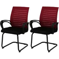 MCW Set van 2 vergaderstoelen -K51, bezoekersstoel als sledestoel, stof/textiel (250 g/m²) MVG ~ rood, frame zwart