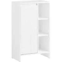 SoBuy Multifunctionele Badkamerkast – Vrijstaand Wit Badkamermeubel met Deuren en Legplanken – 50 x 86 x 30 cm