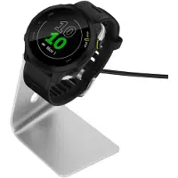 Kwmobile USB-oplaadstandaard geschikt voor Garmin vivoactive 6 / vivoactive 5 / Forerunner 55 / 255 / 255 Music - Oplader voor smartwatch - In zwart / zilver