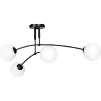 Emibig Plafondlamp Pregos 4, dimbaar, zwart, Hal, metaal, Modern, plafondlamp