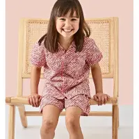 Little label shortama met all over print van katoen roze/rood Meisjes Stretchkatoen Klassieke kraag - maat 158