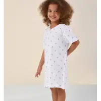 Little label - zomer nachthemd meisjes - wit bloemetjes - 170-176 / 16Y - extra zachte bio-katoen