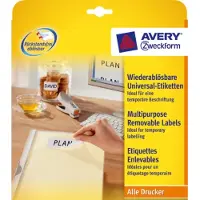 Avery Zweckform AVERY Universele etiketten afneembaar L4736REV-10 A4 Wit 4,57 x 32,7 x 2,12 cm 10 Vellen à 48 Etiketten