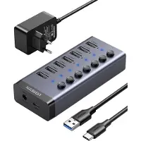 UGREEN - multifunctionele - HUB 7in1 USB Type C - 7x USB Type A 3.0 PD DC 12V grijs - (CM481)