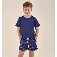 Little label shortama blauw Jongens Stretchkatoen Ronde hals All over print - maat 170/176