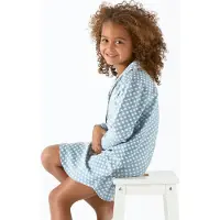 Little label Pyjama Meisjes Maat 110-116/6Y - lichtblauw, wit - Twinkle - Nachthemd - Slaapshirt - Zachte BIO Katoen