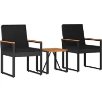 vidaXL Buitenmeubels set 3 st Zwart poly rattan