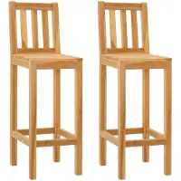 vidaXL Barkruk 2 pcs Naturel Massief Teakhout
