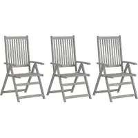 vidaXL Verstelbare tuinstoelen, 3 stuks, met kussens, van massief acaciahout