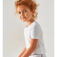 Little label T-shirt van katoen - set van 3 wit Meisjes Stretchkatoen Ronde hals - 134/140