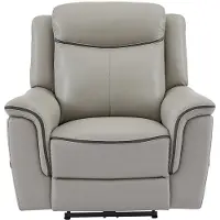 Vente-unique Elektrische fauteuil van lichtgrijs leer ADELIO