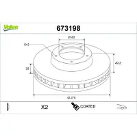 Valeo 673198 Remschijf