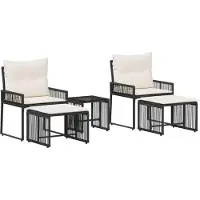 vidaXL Buitenmeubels set 11 st Zwart en Crème Wit poly rattan