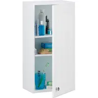 Relaxdays badkamerkast hangend - hangkast voor de badkamer - lamellen - wit - hout