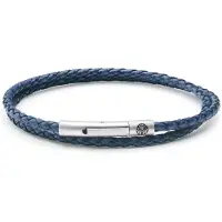 Lucleon Collins | 3 mm Marineblauwe Geweven Leren Wikkelarmband