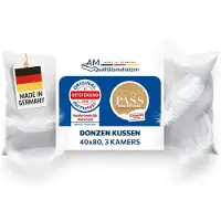 AM Qualitätsmatratzen DormiGood - Premium donskussen 40 x 80 cm 100% natuurlijk - 3 compartimenten hoofdkussen 80x80 1080g extra zacht - Hoogwaardig inlegwerk van katoen