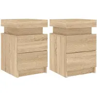 vidaXL Nachtkastjes met LED-verlichting 2 st 35x39x55 cm sonoma eiken