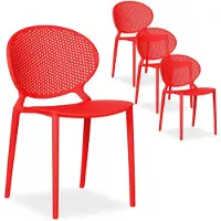 Homestyle4u Tuinstoelen - Set van 4 - Balkonstoel - Stapelstoelen - Rood