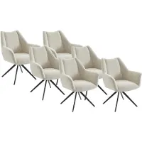 Vente-unique Set van 6 stoelen met armleuningen van stof en zwart metaal - Beige - KARDESA van Maison Céphy