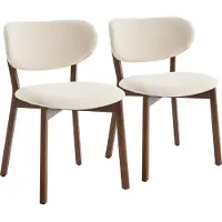 Happy Garden Set van 2 stoelen AURA in donker hout en beige boucle stof