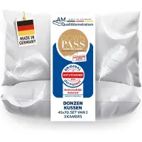 AM Qualitätsmatratzen DormiGood - Premium donskussen 45 x 70 cm 100% natuurlijk Set van 2 - 3 compartimenten hoofdkussen 80x80 1080g extra zacht - Hoogwaardig inlegwerk van katoen