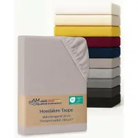 AM Qualitätsmatratzen Premium hoeslaken 300 x 200 cm (200gsm) in Taupe - Made in Germany - OEKO TEX gecertificeerd topper hoeslaken - Jersey hoeslaken - Fitted Sheets
