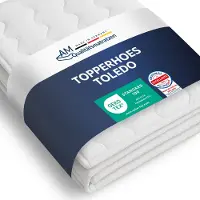 AM Qualitätsmatratzen topper hoes 80 x 200 cm 4-6 cm kernhoogte - Made in Germany & Oeko-TEX keurmerk - Allergisch topper hoes van dubbel laken met klimaatvezel gewatteerd & 4-zijdige ritssluiting