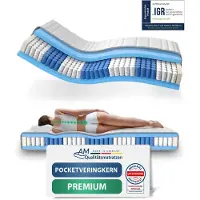 AM Qualitätsmatratzen - Hoogwaardig 7-Zone Pocketveringmatras 180x220 cm (H3) - 24 cm - Gemiddeld - Pocketvering Matras 180 x 220 - TENCEL Lyocell tijk - ergonomisch matras