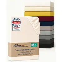 AM Qualitätsmatratzen Premium hoeslaken 120 x 210 cm boxspringbed (200gsm) in creme - Made in Germany - OEKO TEX gecertificeerd topper hoeslaken - Jersey hoeslaken - Fitted Sheets
